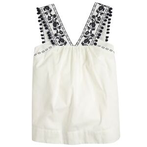 NWT J. Crew Cream and Navy Embroidered Tank Top
